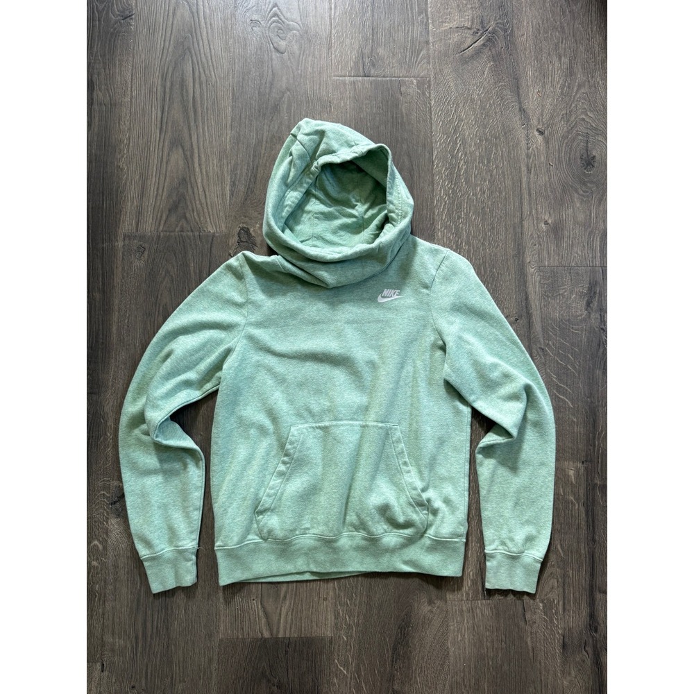 Nike Funnel Neck Hoodie Small Mint Green Heather Cotton Blend Fleece Excellent